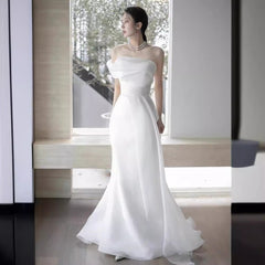 French Off-shoulder Light Wedding Dress Bride - kinko