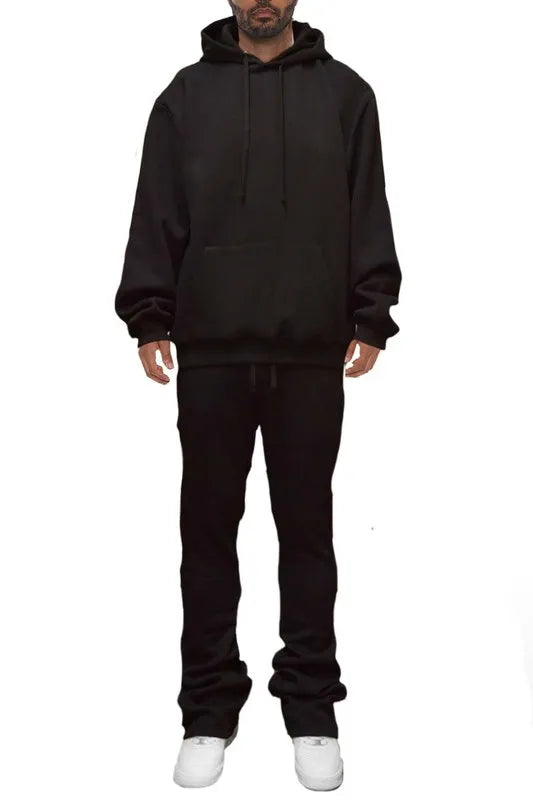 WEIV Men's Fleece Hoodie and Flare Pant Set - kinko