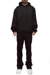 WEIV Men's Fleece Hoodie and Flare Pant Set - kinko