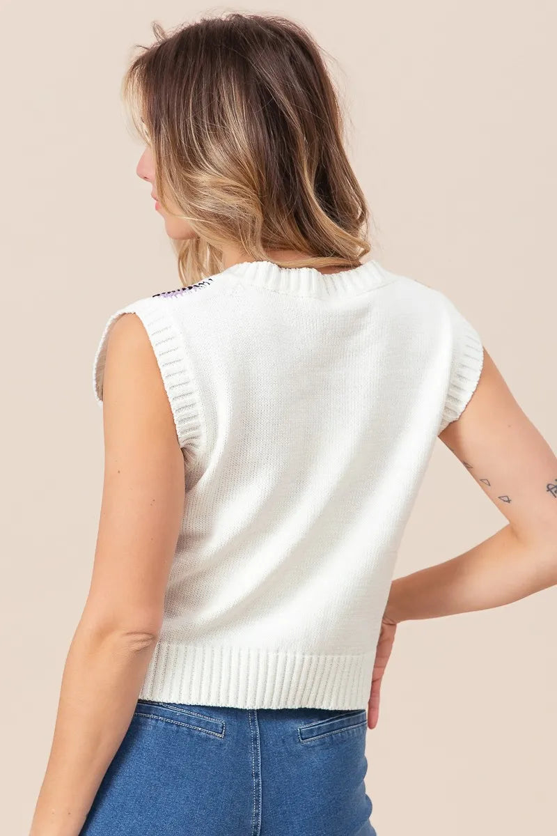 BiBi Diamond Granny Square Sweater Vest - kinko