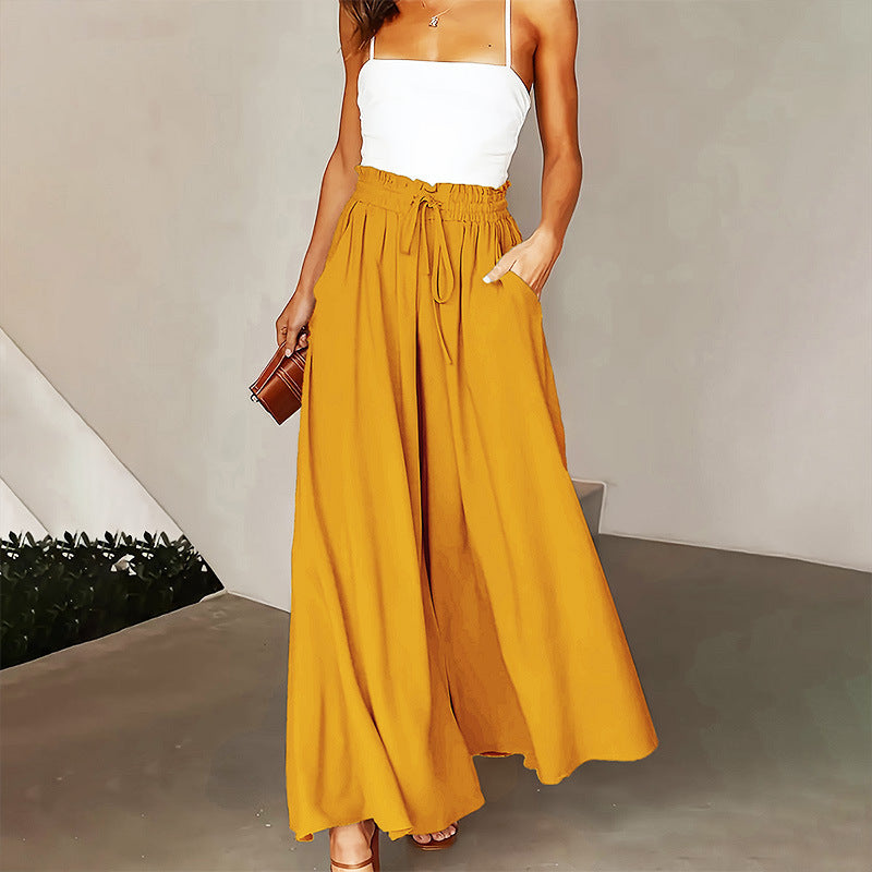 New Waist-tight Summer Long Draping Effect Long Culottes For Women - kinko