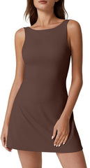 Round Neck Backless Tennis Belt Pocket - kinko