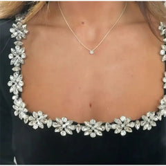 Elegant Square Neck Long-sleeved Dress With Flowers Rhinestone Design Fashion A-line Short Dresses Spring Clothing For Women - kinko