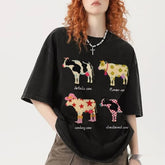 Men's And Women's Cute Cow Print T-shirt - kinko