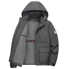 Fall Winter Men Middle-aged Loose Plus Size Outdoor Sports Windproof Hooded Cotton Jacket