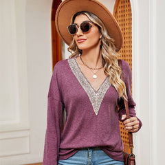 Women's Fashion Color Contrast Loose-fitting T-shirt Top - kinko