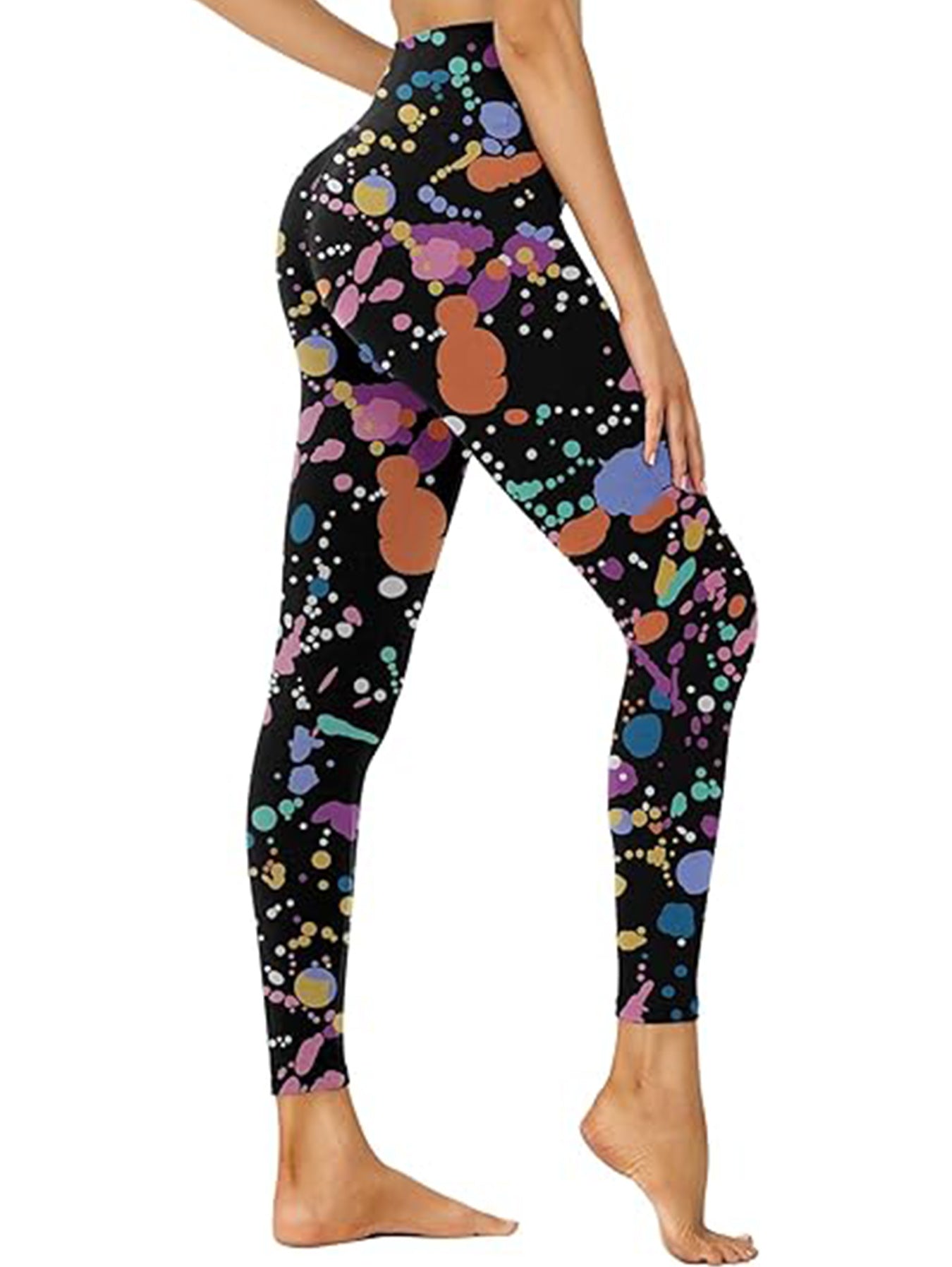 Leggings - Cropped High-waisted Print Color Inkjet - kinko