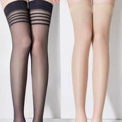 Two Long Stockings Women's Summer Thin Black Flesh-colored Anti-hook Silk Over The Knee Socks Non-slip High Socks - kinko