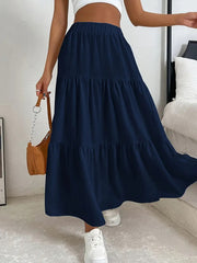 European And American Style Women Summer Bohemian Pleated Layered Long Skirt - kinko
