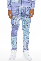 WEIV Men's Full Size Drawstring Paisley Bandana Print Track Pants Plus Size - kinko