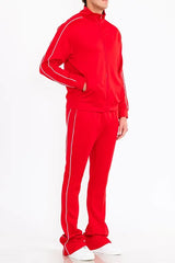 WEIV Men's Zip Up Jacket and Flared Pants Set - kinko