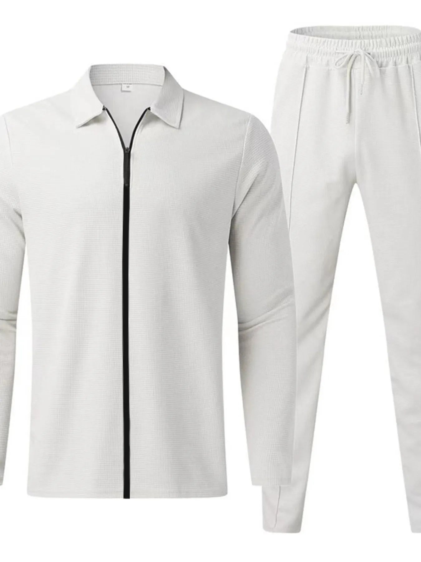 Men's Full Size Zip Up Top and Pants Set Plus Size - kinko