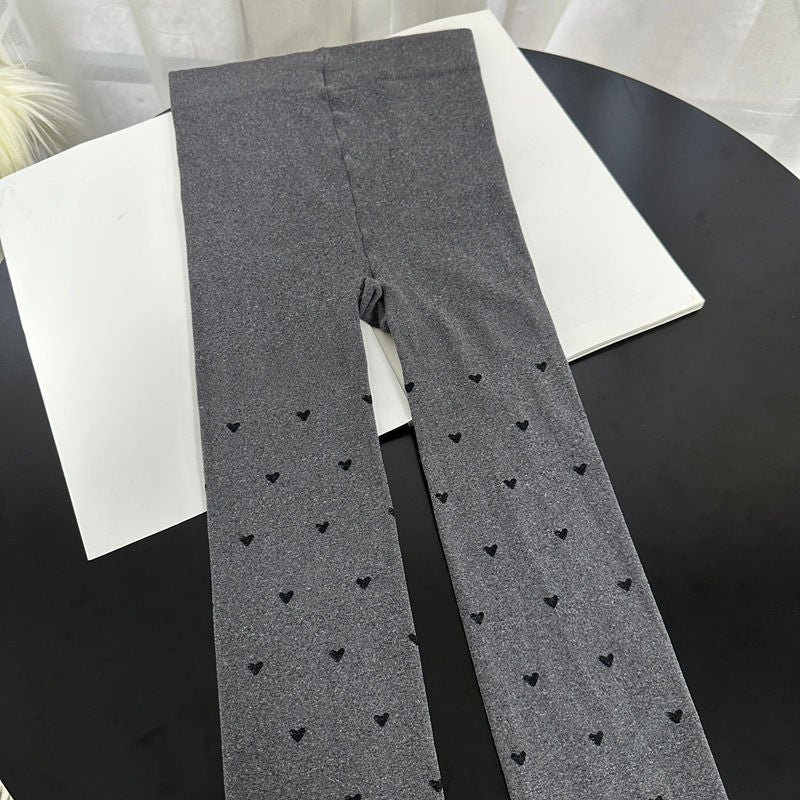 Pantyhose Hearts Polka Dot Jacquard Gray Stockings - kinko