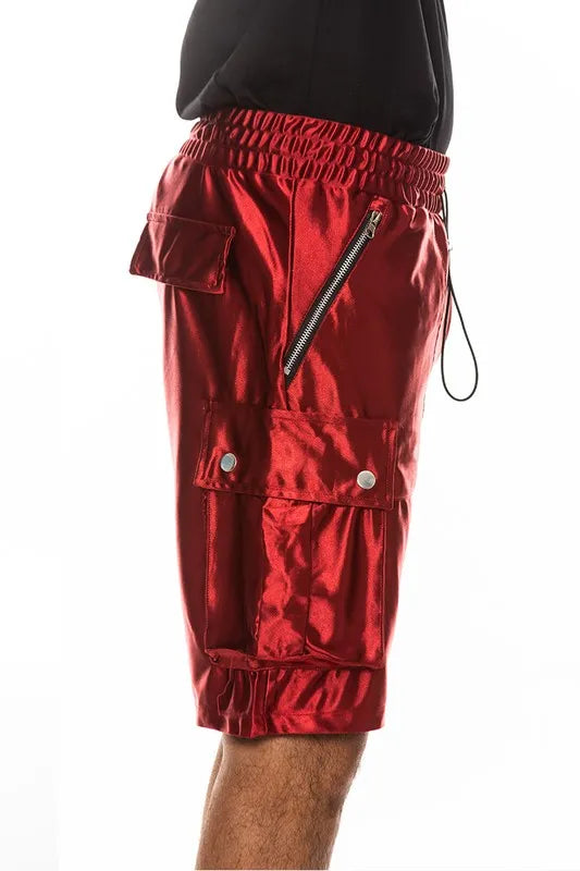 WEIV Men's Full Size Satin Street Cargo Shorts Plus Size - kinko
