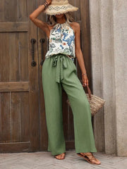 Printed Tank Top and Wide Leg Pants Set - kinko