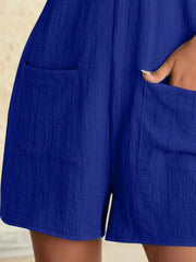 Full Size Knot Strap Romper with Pockets Plus Size - kinko