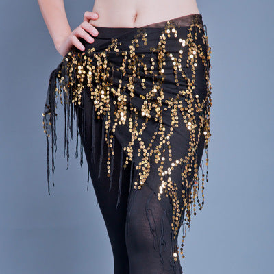 Belly Dance Sequins Tassel Triangle Waist Scarf - kinko