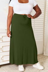 Double Take Full Size Soft Rayon Drawstring Waist Maxi Skirt - kinko