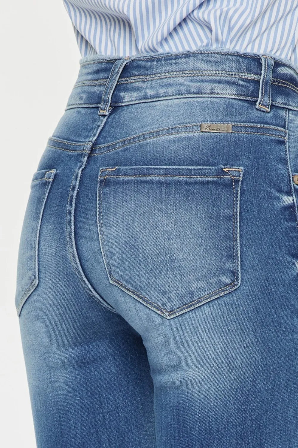 Kancan Distressed Raw Hem High Waist Jeans - kinko