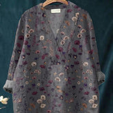 Collarless Long-sleeved Women's Shirt Long Sweater Casual Shirt - kinko