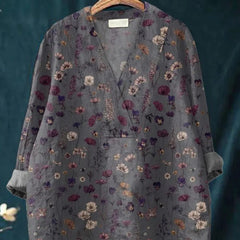 Collarless Long-sleeved Women's Shirt Long Sweater Casual Shirt - kinko