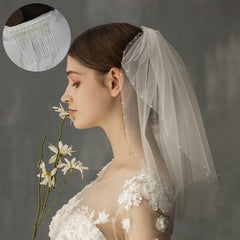 Women's Retro Short Wedding Bride Headdress - kinko