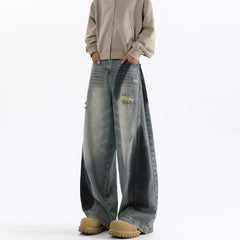 Men's American-style Splash-ink Ripped Machete Jeans - kinko