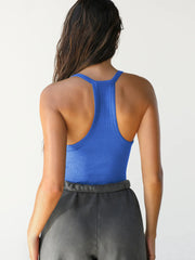 Ribbed V-Neck Halter Tank Top - kinko