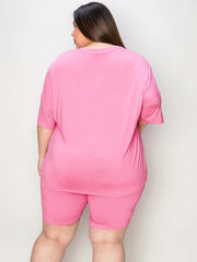Basic Bae Full Size V-Neck Drop Shoulder T-Shirt and Shorts Set - kinko