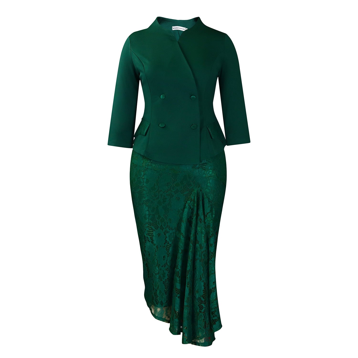 Long Sleeve Top Lace Package Hip Skirt Two-piece Set African Suit - kinko