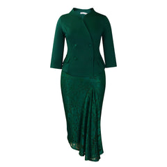 Long Sleeve Top Lace Package Hip Skirt Two-piece Set African Suit - kinko