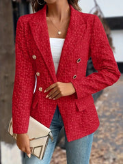 Winter Fashion Temperament Pure Color Double Breasted Blazer Women's Clothing - kinko