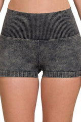 Zenana Washed Seamless High Waisted Shorts - kinko