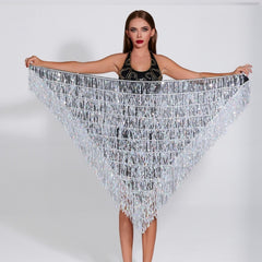 Women's Sequined Tassel Triangle Hip Bag Waist Scarf - kinko