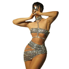 High-end And Fashionable Rhinestone Tube Top Short Skirt Top Vest - kinko