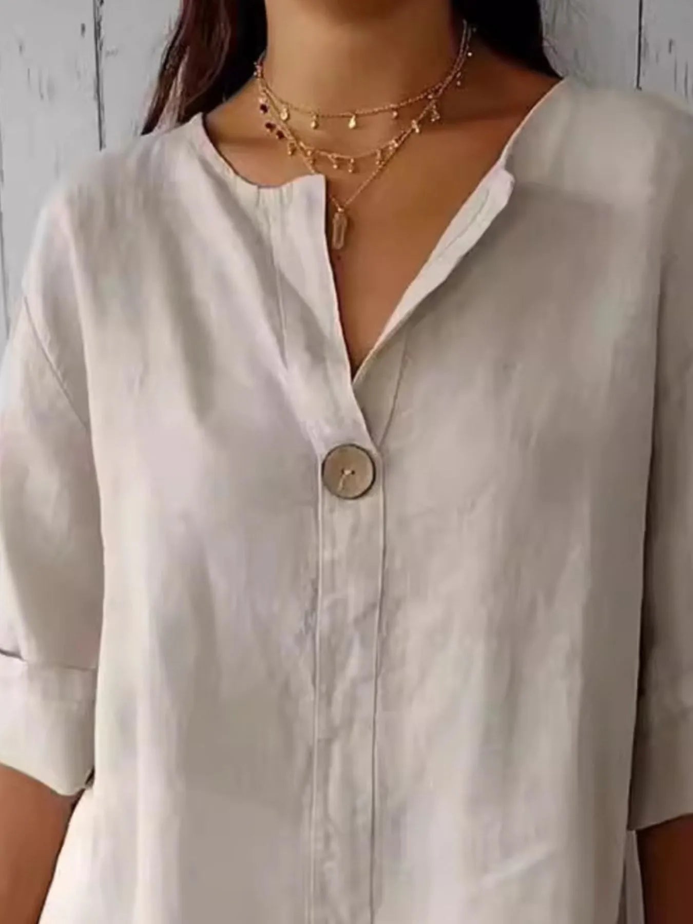 Full Size Casual Notched Drop Shoulder Blouse Plus Size - kinko