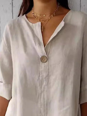 Full Size Casual Notched Drop Shoulder Blouse Plus Size - kinko