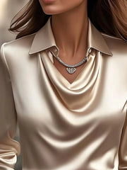 Full Size Collared Neck Long Sleeve Blouse Plus Size - kinko