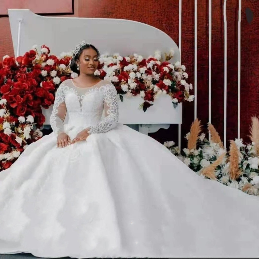 Ball Gown Wedding Dress Long Sleeves Bridal Gown - kinko