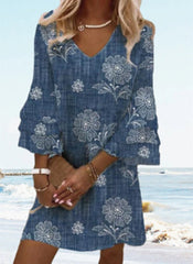 Women's Temperament Printed Short Sleeve Dresses - kinko