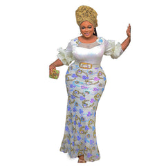 Round Neck Shirt With Half Sleeve Slim Fit Fishtail Dress Formal Dress Evening Wear - kinko