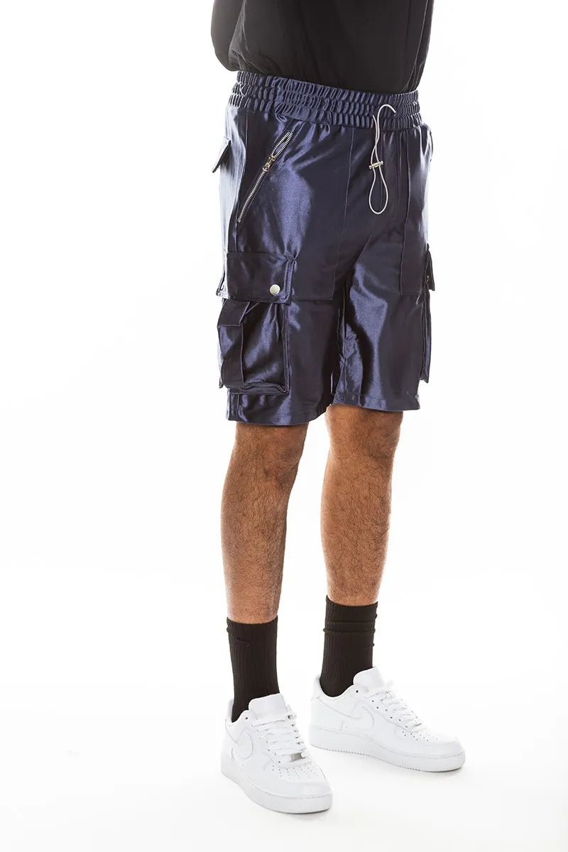 WEIV Men's Full Size Satin Street Cargo Shorts Plus Size - kinko