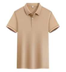 ICE Cotton Single Side Color Secondary Collar Lapel Short Sleeve Polo Shirt - kinko