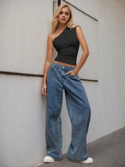 One-Shoulder Tank Top - kinko