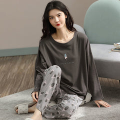 2 Piece Lounge Sets Pajamas Set Women Cute Cartoon Print Sleepwear