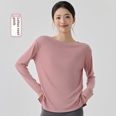 Modal Sports Blouse Women's Long Sleeve Slit On Both Sides Loose Breathable - kinko