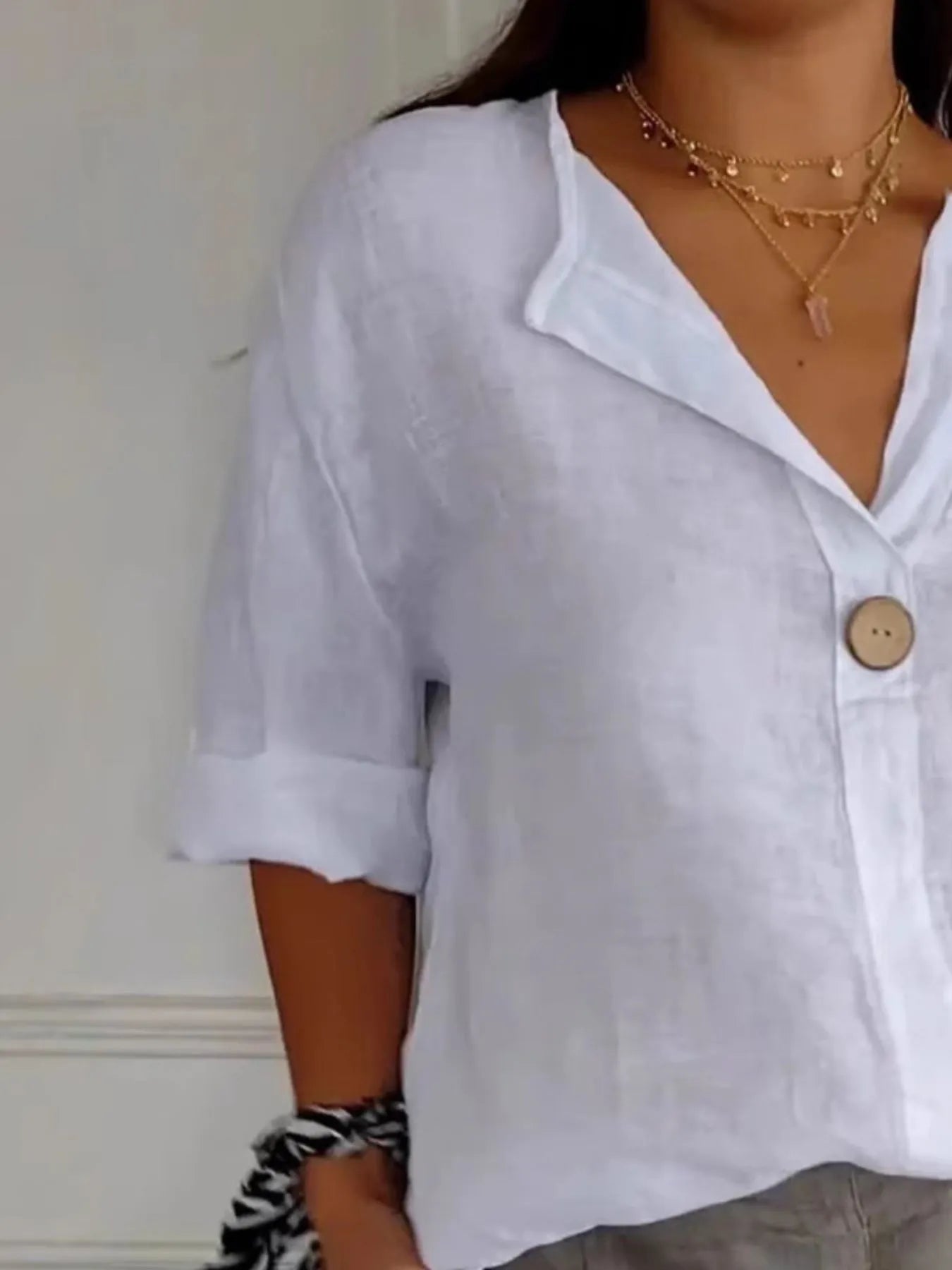 Full Size Casual Notched Drop Shoulder Blouse Plus Size - kinko