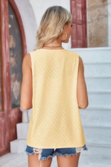 Eyelet Open Front Sleeveless Cardigan - kinko