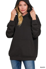 Zenana Oversized Scuba Hoodie with Kangaroo Pocket - kinko