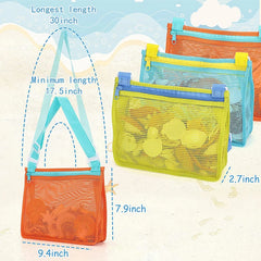Strandspielzeug-Netzbeutel, Aufbewahrungsbeutel für Kinder mit Muscheln, Strandspielzeug-Muschelbeutel, Netzbeutel für Pools, Sandspielzeug, Schwimmzubehör für Jungen und Mädchen